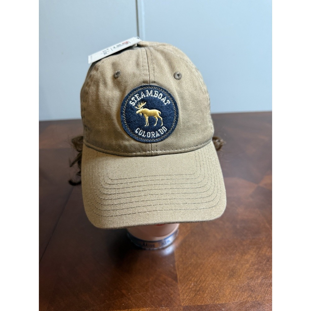 Steamboat Colorado Moose Patch Baseball Cap Tan Adjustable Hat The‎ Game